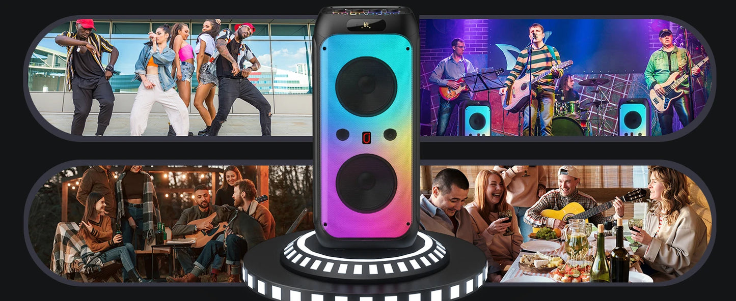 Karaoke Machine for Adults, Big Party Speaker with 500W Peak Power, Wireless PA System with Dual 8" Subwoofers, Disco Lights