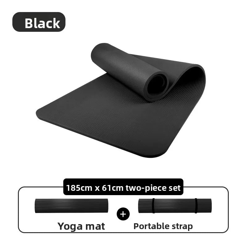 Thiened Yoga Mat for Men Fitn Yoga Mat S Allowed Yoga Mat for Home Use Non-Slip Nbr Material Pure Color Design
