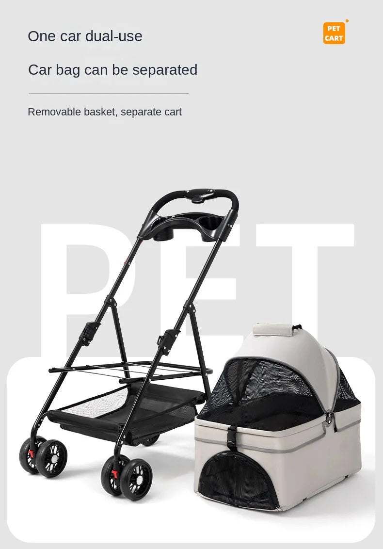 Pet Cart, Dog, Cat, Teddy Baby Stroller, Small Pet Cart, Lightweight and Foldable for Outdoor Travel