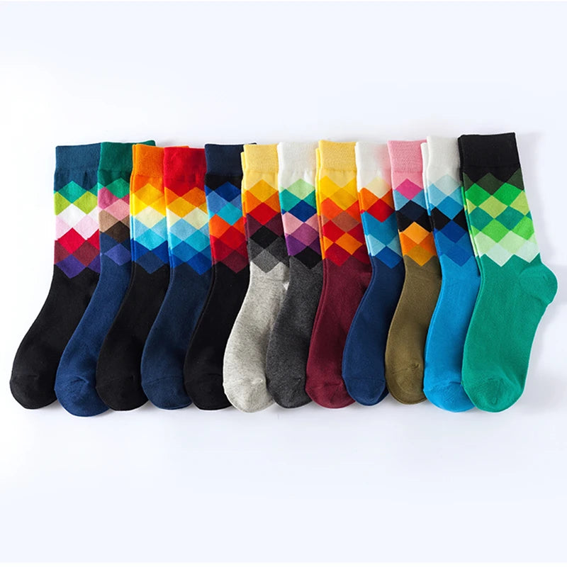 Classic Male Happy Cotton Casual Crew Socks Breathable Color Compression Funny Sox Business Dress High Quality  Socks for Men