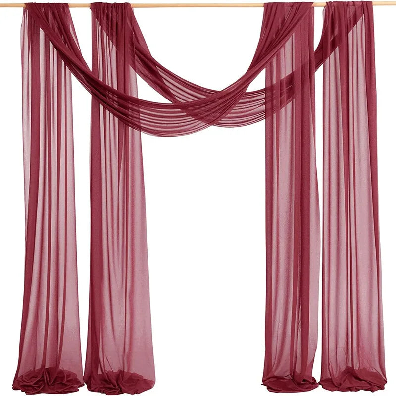 Beautiful Chiffon Drapes Arched Door Chiffon Curtains Wedding Decor Fabric Outdoor Decoration Hanging Curtains Wedding Lawn