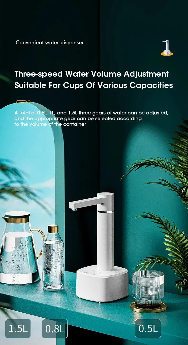 Adjustable Auto Electric Water Pump Dispenser with Foldable Base USB Charging for 5 Gallon Bottles
