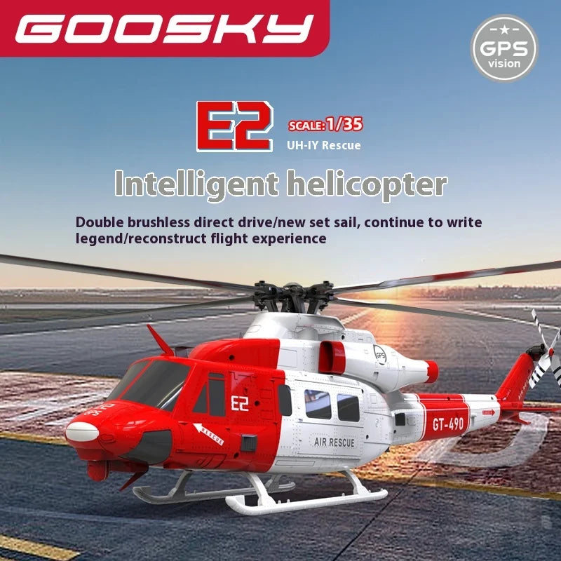 2025 New 1:35 Goosky E2 Remote-Controlled Helicopter Gps Intelligent Drone Resembling Real Uh-1y Helicopter