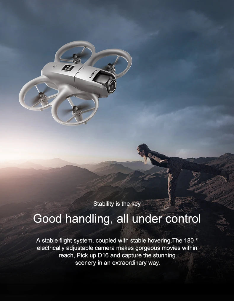 D16 Mini RC Quadcopter Drone Wide Angl 1080P HD Dual Camera 5G WIFI FPV UAV Obstacle Avoidance Optical Flow Perfect  Outdoor Toy