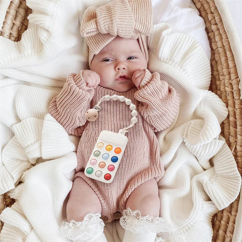 Baby Phone Teether Toy Telephone Sleeping Pacifier Clip Bracelet Simulation Phone Toys Early Educational Learning Toy Kids Gifts