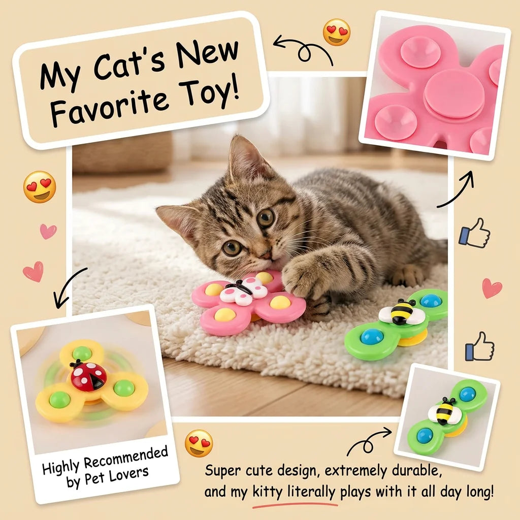 Pet cat toys, insect suction cups, spinning toys, rotating windmills, cat teasers, cat stress relief toys, pet toys