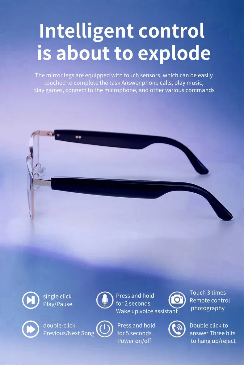 CLLOIO Wireless Bluetooth Smart  Glasses Men Myopia Prescription Photochromic Sunglasses Women Anti Blue Ray Reading Glasses