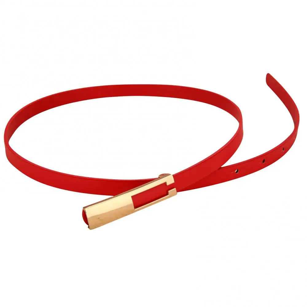 Waistband Accessories Women Faux Leather Belt Strap Slim Metal Buckle Dress Accessories