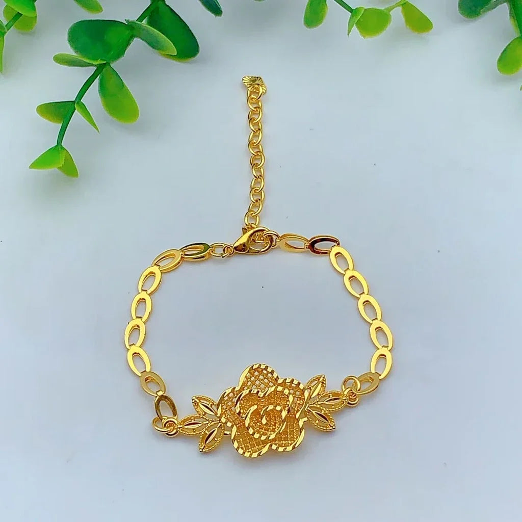 Ethiopian 24K Gold Color Jewelry Set For Women Bridal Nigerian Dubai Big Necklace Bracelet Earring Ring Sets Party Gift