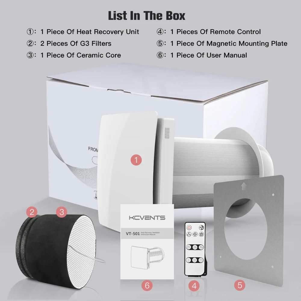 Decentralized Ventilation With Heat Recovery Unit Air Recuperator For Sigle Room Fresh Air