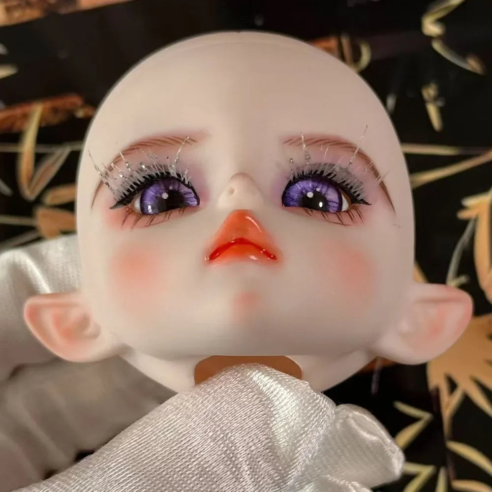 Cute 1/6 BJD Doll Head Handmade Elf Makeup Dolls White Eyelash 30cm Doll Kids Toy Gift Dolls for Girls