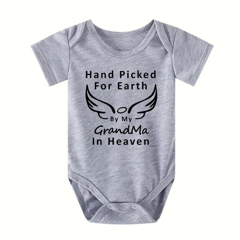 Hand Picked for Earth By My Grandpa/grandma in Heaven Baby Bodysuit Romper Summer Short Sleeve Jumpsuit Onesies