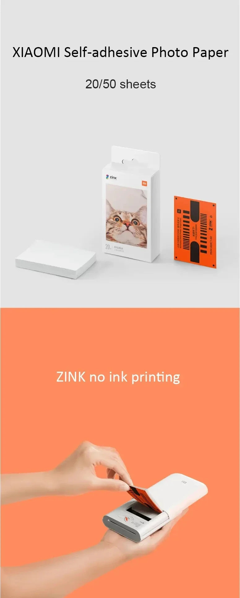 Global Version Original Xiaomi Zink 2"x3" Premium Photo Paper 20 Pack Sealed New For Xiaomi ZINK AR Pocket Printer 1s