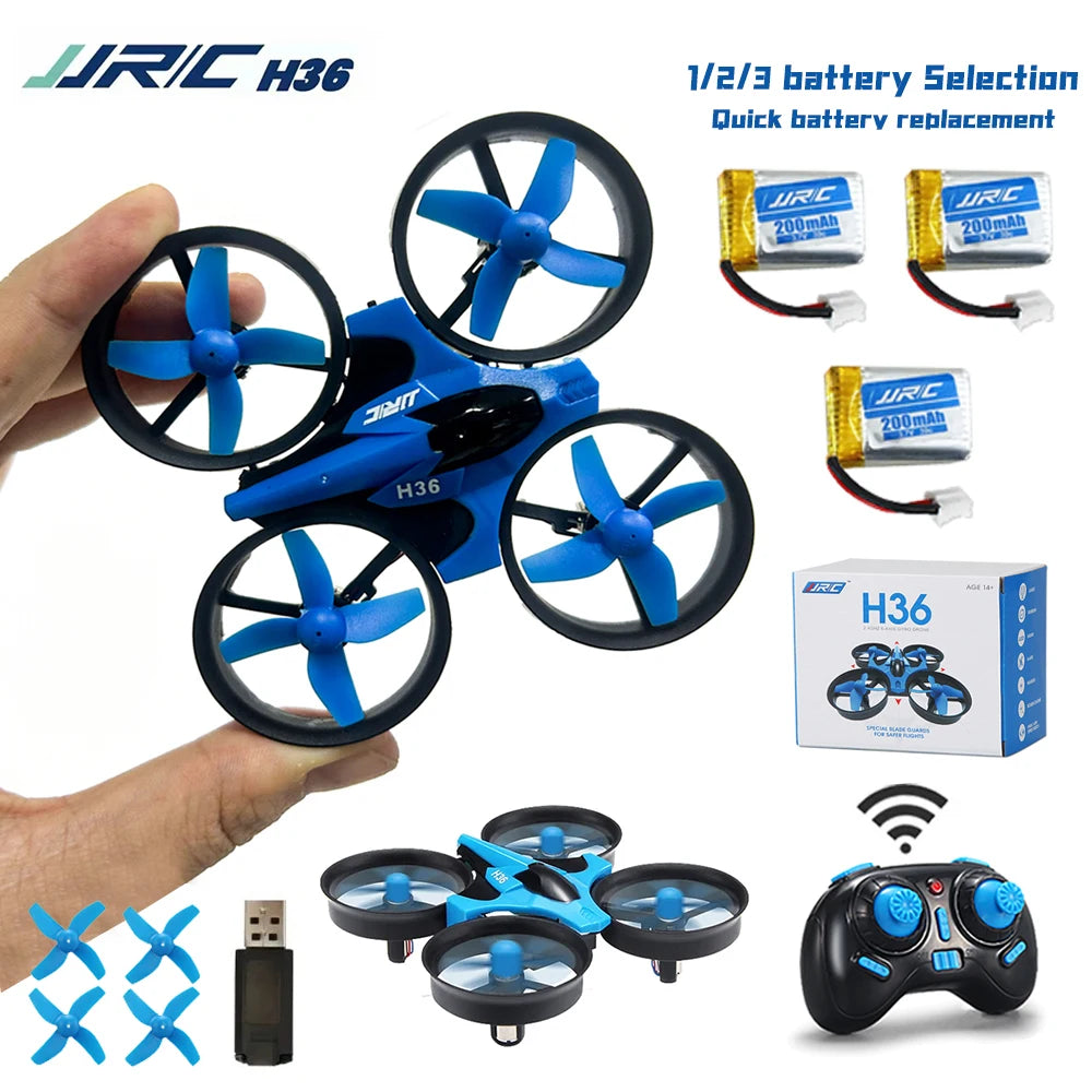 JJRC H36 Mini Drone 4ch 6-Axis Headless Mode Helicopter 360° Flip 3 Batteries Remote Control Quadcopter Toy Mini Drone For Kids