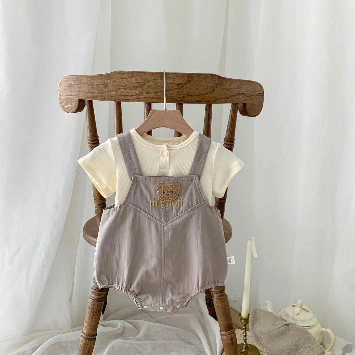 Summer Baby Clothes Set Cute Bear Print Baby Overalls 0-24 Months
