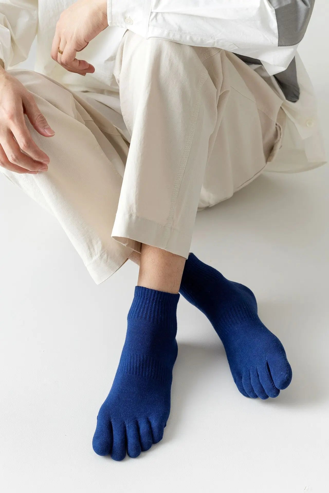 Men's Five Finger Ankle Sport Socks Cotton Breathable Mesh No Show Socks with Toes Fashion Sweat-absorbing High Quality Sokken