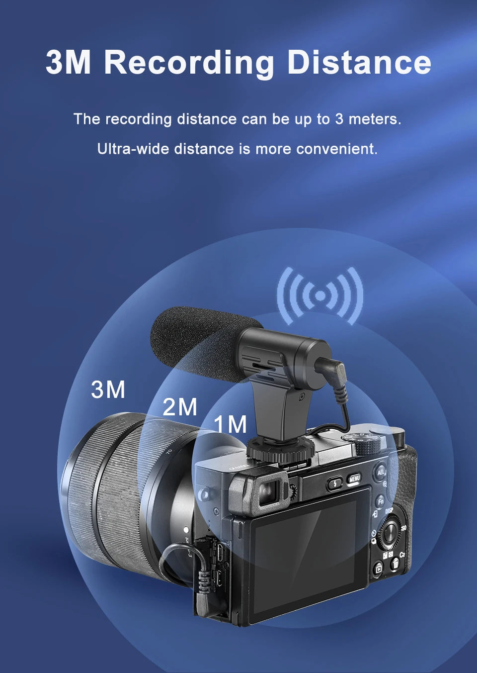 MAMEN Video Recording Microphone with ConyHair Windshield 3m Distance Cardioid Pickup for Camera Phone Livestream Vlog Interview