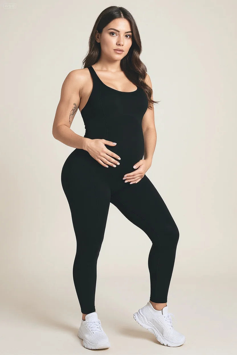 Maternity Clothing Jumpsuits Solid Color Backless Bodysuit Shapewear Yoga Pilates Sports Workout Outfits Pregnancy Women Clothes