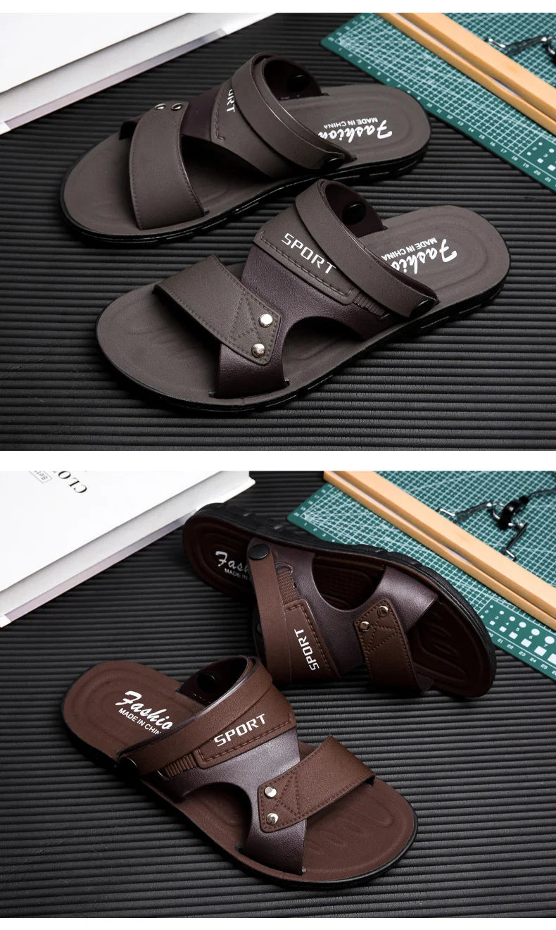 Summer Men's Sandals Fashion Beach Shoes For Men Classic Leather Slipper Male Outdoor Casual Leather Sandals Men