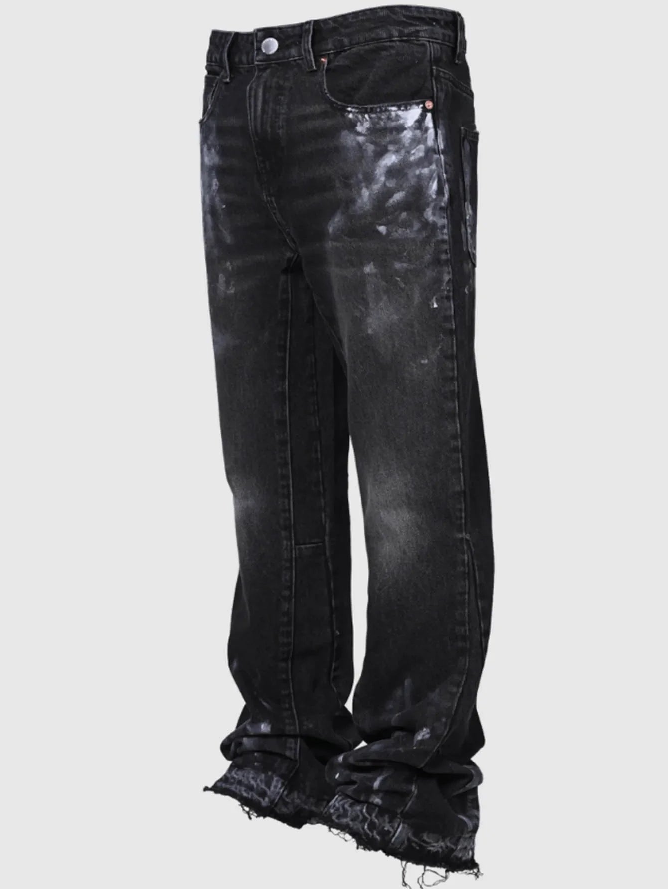 Jeans Men Denim Pant Vintage Straight Pants Mid Waist Stretch Distressed Washed Pockets Button Trousers 2025 Streetwear Denims
