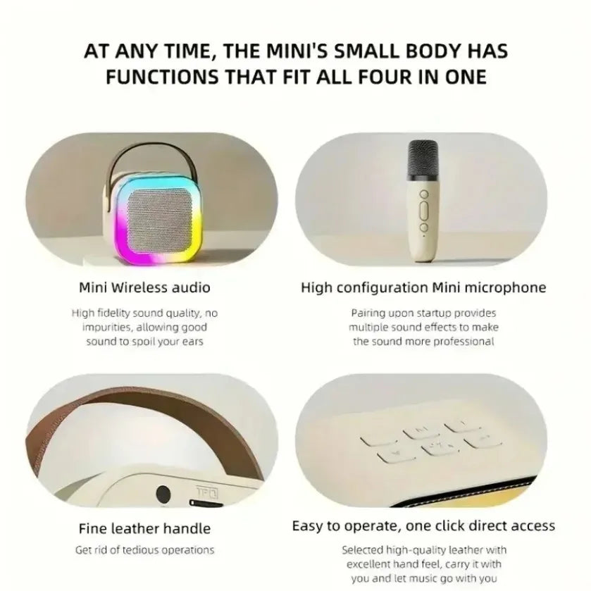 XIKCU Karaoke Machine With 2 Wireless Microphones Portable Wireless RGB Lights Gift Speaker Set Home Karaoke For Party Birthday