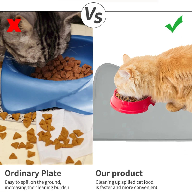 1pc, Pet Placemats, Cat Silicone Placemats for Feeding, Easy to Clean, Anti-Slip, Raised Edges, Suitable for Both Cats and Dogs