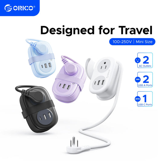 ORICO AP3 US Plug Electrical Power Strip Portable Travel Adapter 4AC 3USB 1Type-C Multi 1.2M Extension Cord Fast Charging