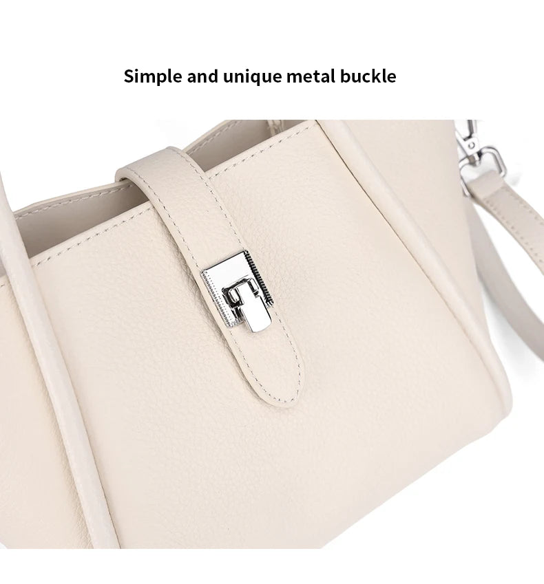 Genuine Leather Mini Tote Bag for Women Fashion Cowhide Shoulder Bag Patchwork Commute Handbag Luxury Designer Crossbody Bag