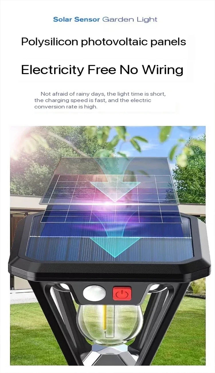 2IN1 Outdoor Solar Camping Wall Lamps Lawn Lamps Floor Lamp LED Induction Lamps Garden Landscape Lamps Decorative Tungsten Lamp