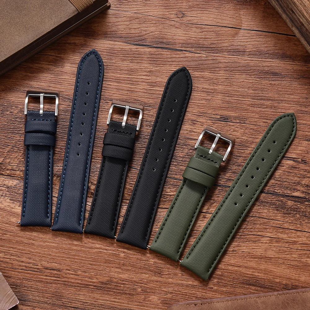 New D-elugs Waterproof Sailcloth Watch Strap 20mm 22mm Fabric Nylon Leather Watch Band For Omega/Seiko Belt Quick Release Strap