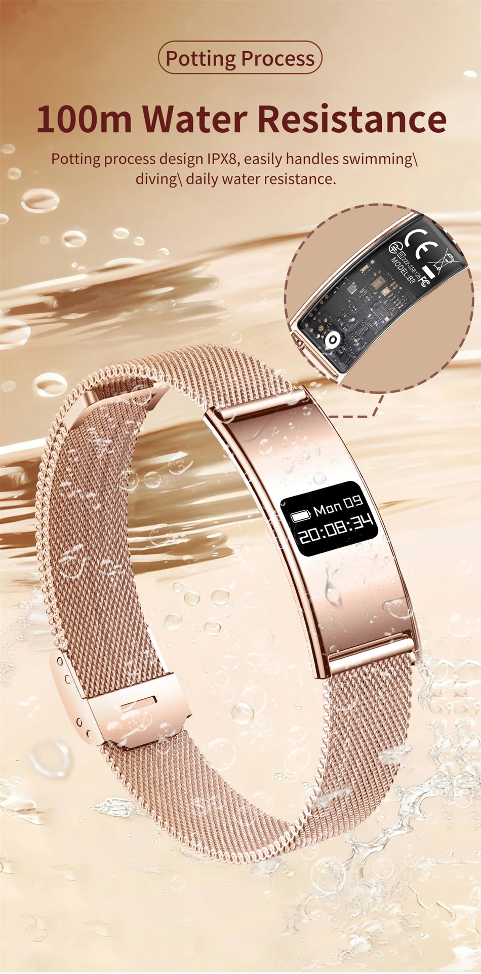 New Smart Bracelet Men Women Health Fitness Tracker Heart Rate HRV Monitor Sport Band Call Reminder Smart Watch for Android iOS