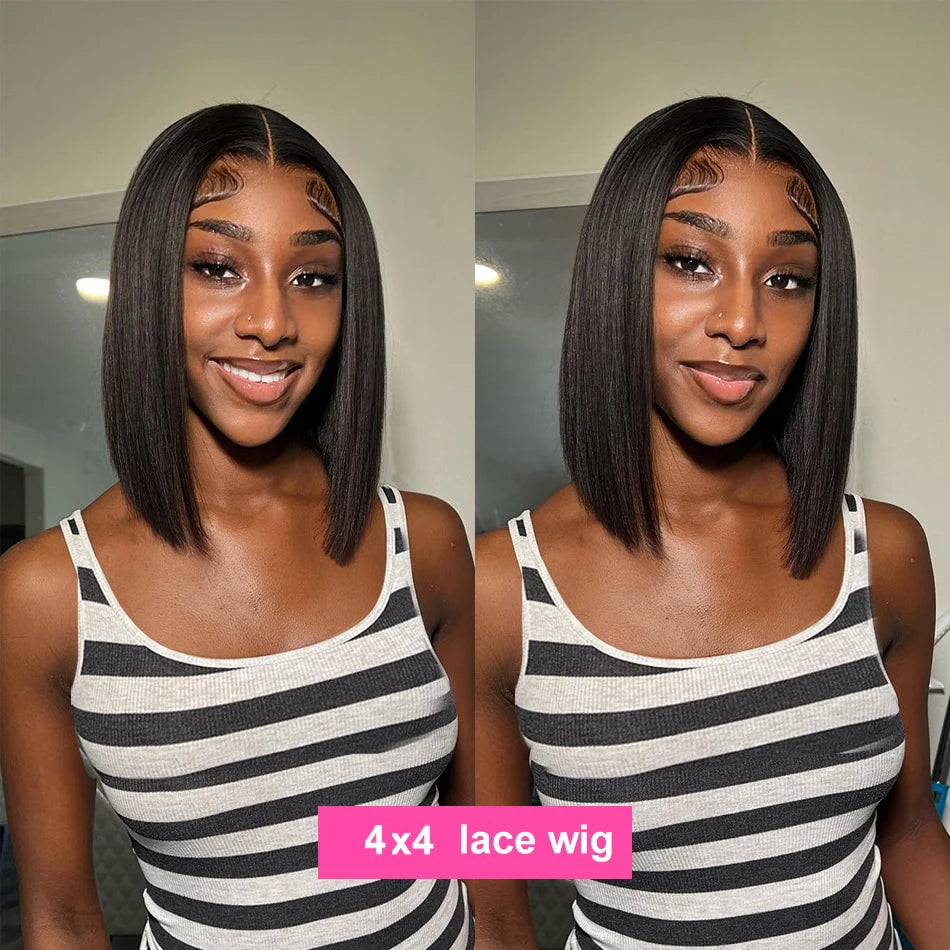 Bone Straight Short Bob Wig Human Hair Wigs For Women Burgundy 4x4 Lace Wigs 1B 99J Bob Wigs Brazilian Human Hair Pre Plucked