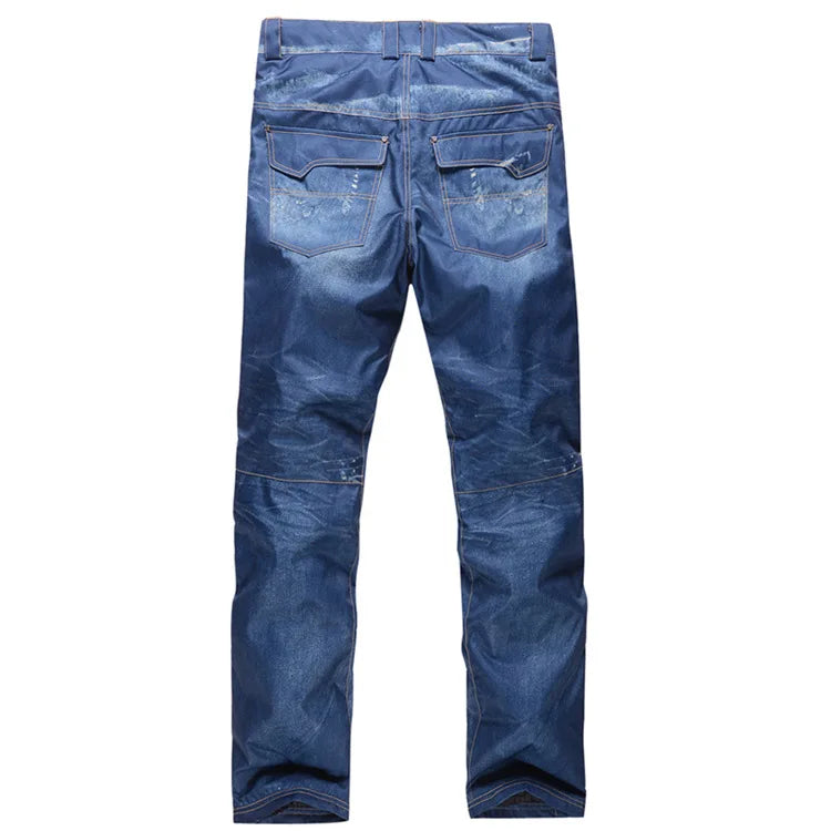 style denim ski pants suspenders denim ski pants men's skating snowboard waterproof, windproof and warm ski pants