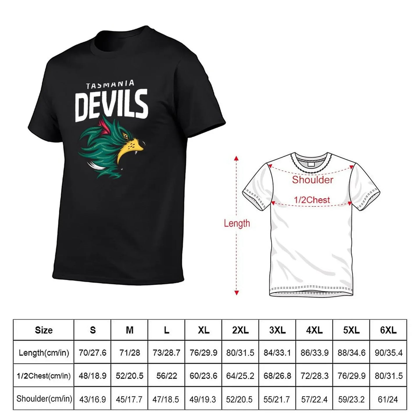Tasmania Devils Football Club White Lettering T-Shirt summer clothes oversizeds shirts graphic tees cute tops men workout shirt