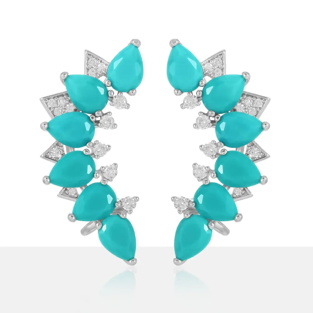 KOSE Retro Ethnic Crystal Earrings Breastplate Cartilage Ladies Earrings Fashion Jewelry Party Daily Clothing Accessories