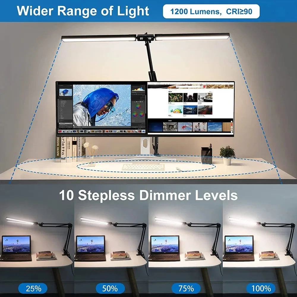 Double Single Head Led Clip Desk Lamp Dimmable Computer Table Lamps Monitor Light Architect Table Lamp for Office Reading Lights
