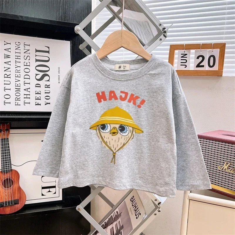 kids shirts 2024 new autumn full sleeve baby girls tops boys tees cotton children clothing cartoon kids t-shirts