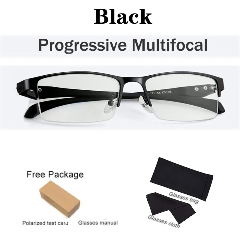 2022 Transition Photochromic Multifocal Reading Glasses Men's Smart Progressive Anti Blue Ray Half-Frame Hyperopia Eyewear +2.5