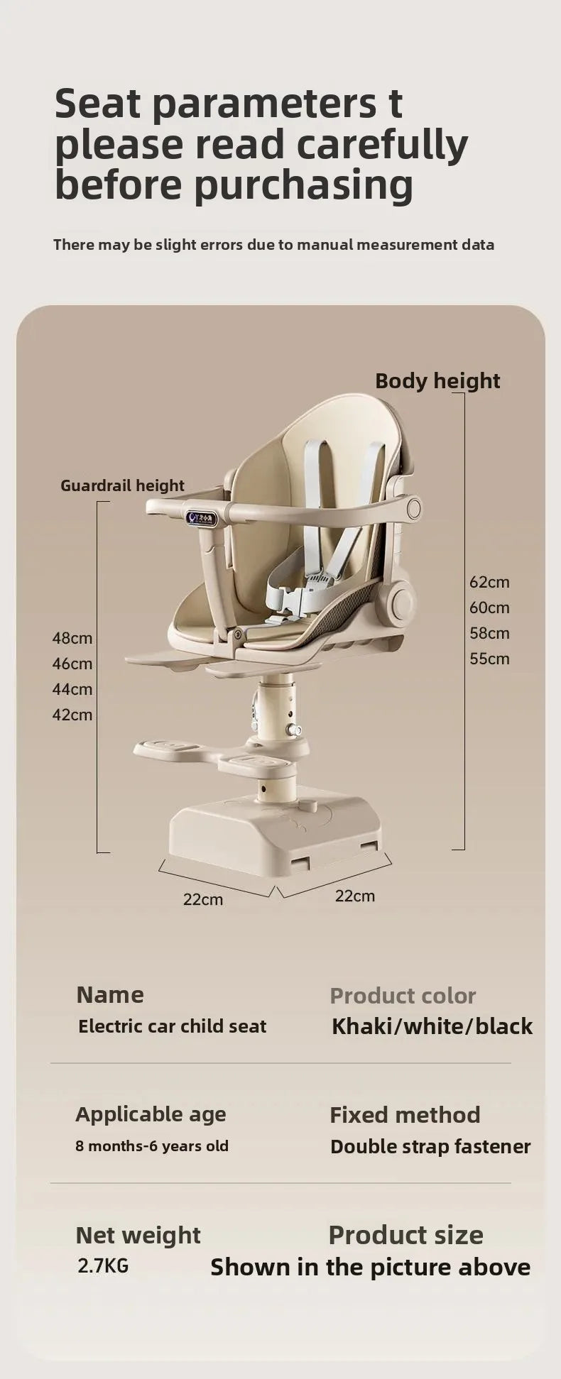 Electric Car Child Front Seat Battery Car Baby Seat Motorcycle Front Mounted Child Bike Seat Motorcycle Parts 9 Month-6 Age
