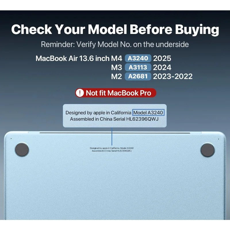 100% Ultra-clear hard case for 13.6" MacBook Air (M4-M2 2022-2025). Crystal-clear, sturdy, protects from scratches &amp; impacts
