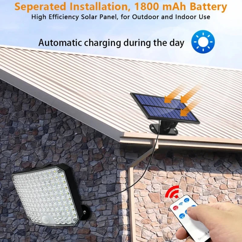 106LED Split Solar Lamp 3 Lighting Mode Outdoor Decoration Sunlight Wall Light PIR Motion Sensor Waterproof Garden Garage Lamp