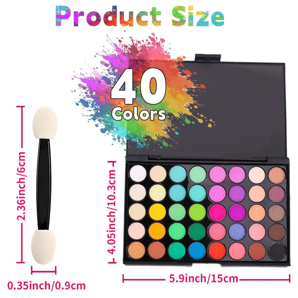 40-Colors Nail Eyeshadow Palette Solid Gradient Nail Art Rubbing Powder - Highly Pigmented Shimmer Makeup Palette Matte Nail Dec
