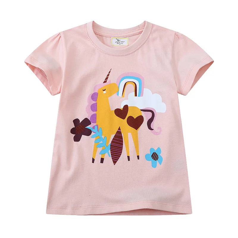 Jumping Meters 2-7T Animals Print 100% Cotton Baby Girls Tees Cotton Summer Toddler Clothes Kids Tops Children's Tshirts