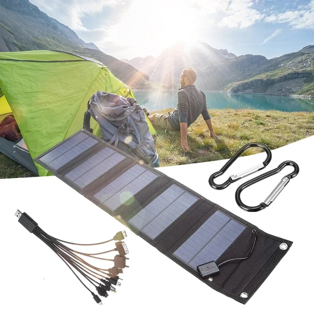 600W Foldable Solar Panel Phone Charger 5V Solar Panels Plate USB  Solar Panels Power Bank for Cell Phone Camping Emergency