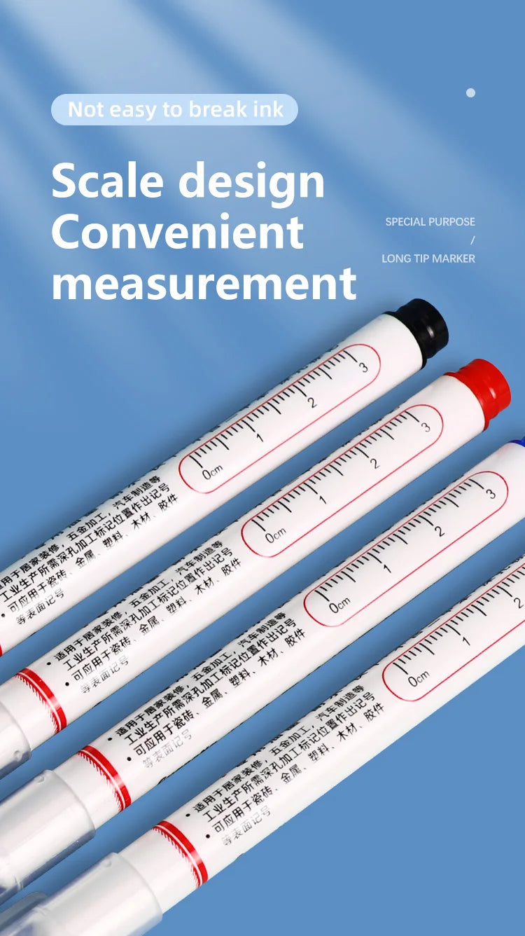 4Pcs/Set 20mm Deep Hole Long Nib Head Markers For Metal Perforating Pen Waterproof Bathroom Woodworking Decoration Multi-Purpose