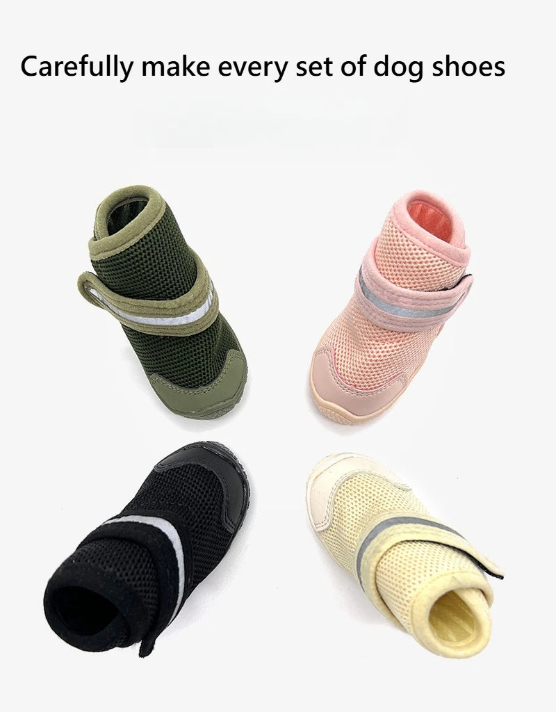 4pcs/set Pet Shoes Boots Dog Woven Shoes Small Non-slip Breathable Wear-resistant Protective Footwear Dog Shoes