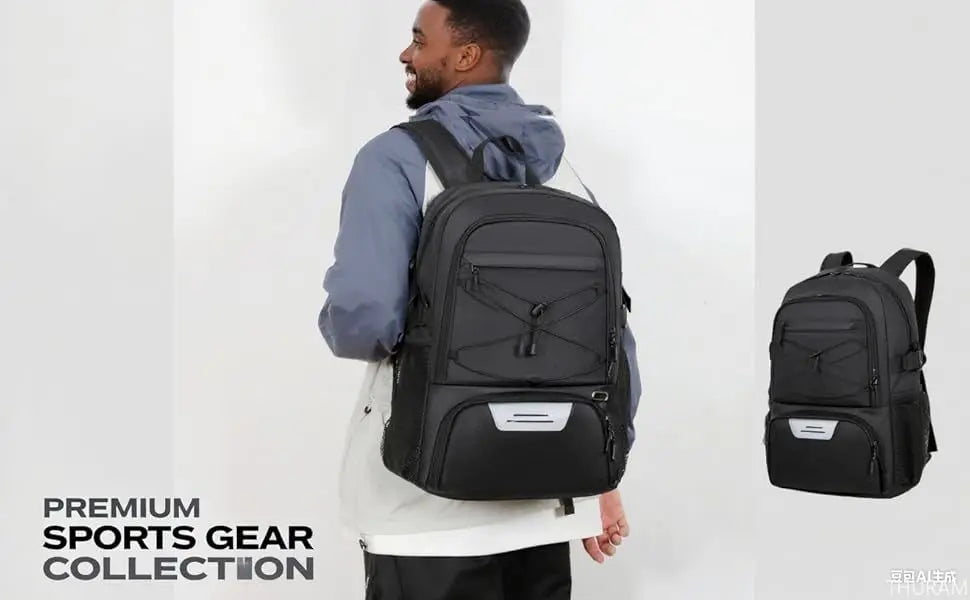 15.6" Laptop Reflective Strip Gym Bag for Men Women 35L Sports Basketball Backpack with Shoe Compartment