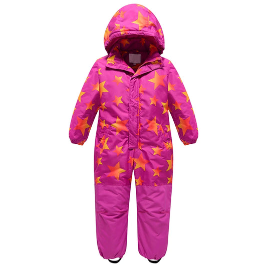Children's Warm Snowboarding Wear,Winter Boys Girls Jumpsuit,Kids Ski Suits,One-piece Hooded Waterproof Windproof Outdoor -20℃