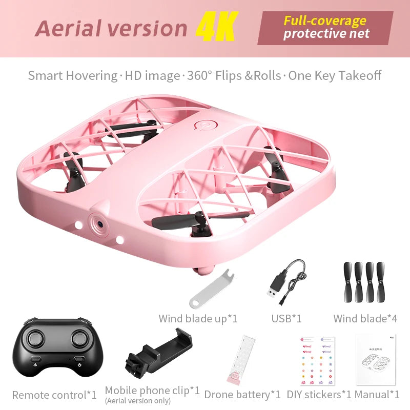 Mini Drone With 4k Professional Camera Air Hover 360° Roll Wide-Angle Camera Portable Long Life Remote Control Helicopter Toy