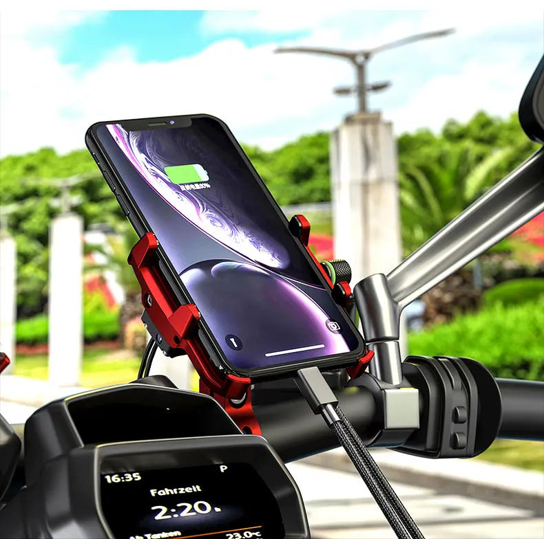 Whole Aluminium 12-24V Motorcycle Phone Holder USB Charger QC3.0 Fast Charging Mount Bicycle Handlebar Bracket for iPhone Huawei